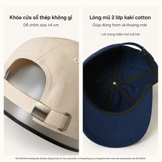 Mũ lưỡi trai nam nữ form mềm Go Moon House thêu Gấu nón kết kaki cotton thoáng mát kiểu hàn form chuẩn dễ phối đồ