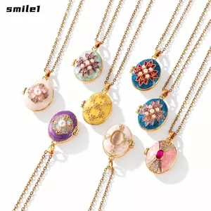 Mút Ảnh Có Thể Mở SMILE, Vòng Cổ Mặt Dây Chuyền Hình Bằng Đồng Không Phai Màu, Khung Mở Sang Trọng Zircon Trang Trí Ngọc Trai Dây Chuyền Mềm Trang Trí Cho Nữ