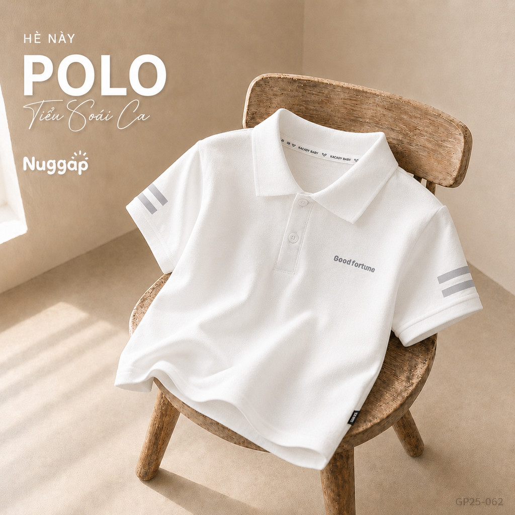Áo Polo Bé Trai Áo Thun Có Cổ Trẻ Em Vải Cá Sấu Cotton Thoáng Mát FORTUNE NUGGAP