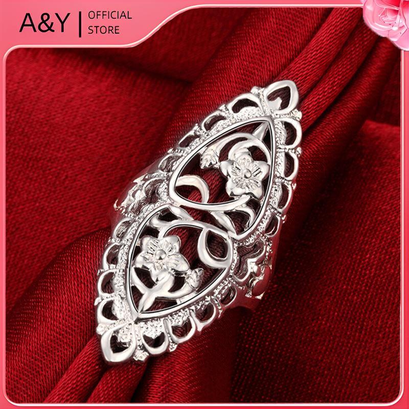 A & Y Thời Trang Dễ Thương Bạc 925 Đầy Rỗng Nhẫn Lớn Nữ Nhẫn Nóng.