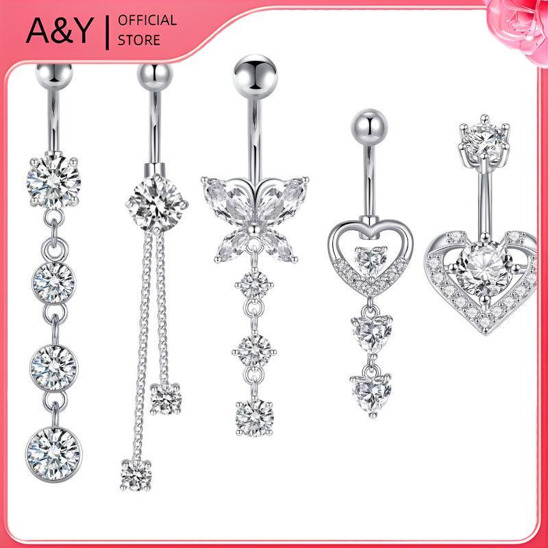 A & Y Giả Bụng Nhẫn Không Xuyên Rốn Bụng Nút Pha Lê Sụn Kẹp Trên Bông Tai Phụ Kiện Trang Sức Cơ Thể.