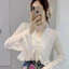 Áo choàng mùa hè VN, Xù ngắn, Ruy băng ren, Áo len chống nắng, Áo sơ mi ngắn