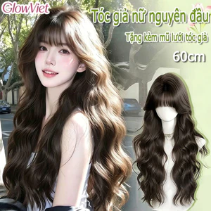 Tóc giả dệt kim nguyên đầu,60cm,Tóc giả nữ nguyên đầu,Kèm conbo phụ kiện, TƠ MỀM MỊN KHÔNG BỊ ĐỔ BÓNG