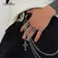 AqToCna Retro Punk Ro Quần Đeo Chéo Dây Xích Nam Nữ Quần Jean Dây Chuyền Chữ Thập Móc Khóa Quần Jean Unisex Hip-hop Trang Sức Quà Tặng AqToCna