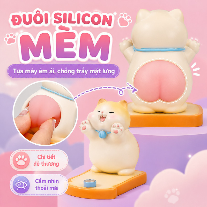 Giá Đỡ Mèo Thần Tài – 3 Mẫu, Để Bàn Gác Điện Thoại, Trang Trí Bàn Học & Giảm Căng Thẳng