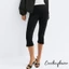 Quần Capri Nữ Màu Trơn Chia Viền Quần Crop Co Giãn Cho Mùa Hè