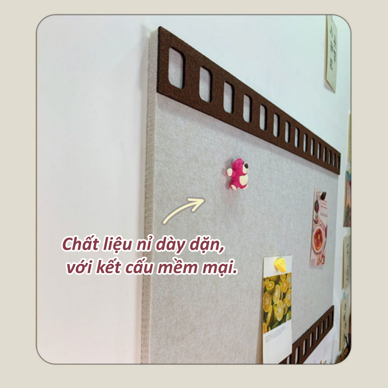 Bảng nỉ hình cuộn phim cổ điển-Dùng ghim ảnh, thiệp, note. Dày dặn, treo đơn hoặc ghép tường retro.