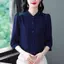 Áo Sơ Mi Nữ 3 / 4 Tay Nữ Thường Ngày Rượu Vang Màu Đỏ Áo Công Sở Nữ OL Áo Làm Việc