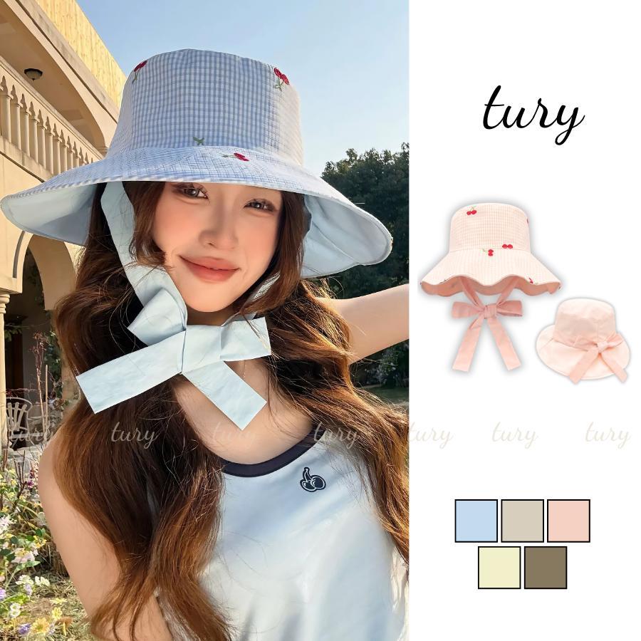 Mũ Bucket Nữ - Tury - Mũ Tài Bèo Phối Cherry Caro Hai Mặt Phong Cách Mùa Hè - NV125