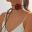 ECK Nhung Hoa Choker Nelace Hoa Lớn Cổ Choker Nelace Hoa Camellia Dài Nhung Choker Dành Cho Nữ HOT