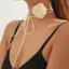 ECK Nhung Hoa Choker Nelace Hoa Lớn Cổ Choker Nelace Hoa Camellia Dài Nhung Choker Dành Cho Nữ HOT