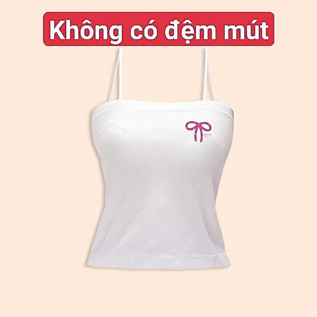 [ MỞ BÁN GIẢM 60% ] áo bún 2 dây  gân tăm mềm mịn co giãn -hình nơ an pha -chang3158