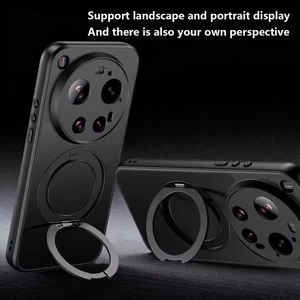Ốp Điện Thoại Cho Xiaomi 17 17T 15 14 13 Ultra 17 Pro Max 15T 14T 13t Pro 360 Độ Xoay Giá Đỡ Mờ Nam Châm Chống Sốc Vỏ Giáp