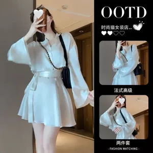 Bộ Đồ Ngủ Dài Tay Cao Cấp Pháp Nữ Mùa Hè 2026 Phong Cách Mới Influencer Phong Cách Plus Kích Thước Homewear Váy Ngắn Bộ Đồ Thường Ngày