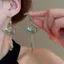 Mới Phong Cách Trung Quốc Trong Suốt Ngọc Lục Bảo Xanh Tre Gấp Quạt Tua Dài Bông Tai Nữ Phong Cách Quốc Gia Retro Thoáng Mát Giác Tre Hanfu Bông Tai 2026-6-1