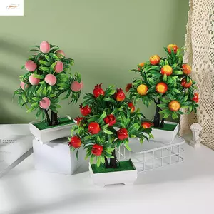 ZENZON Mô Phỏng Cây Chanh, 16 Trái Cây Nhựa Nhân Tạo Cây Trong Chậu, Cây Mô Phỏng Đào Thực Tế / Cây Tiêu / Cam / Dâu Cam Cây Cam Cây Cảnh Trang Trí Nhà Cửa