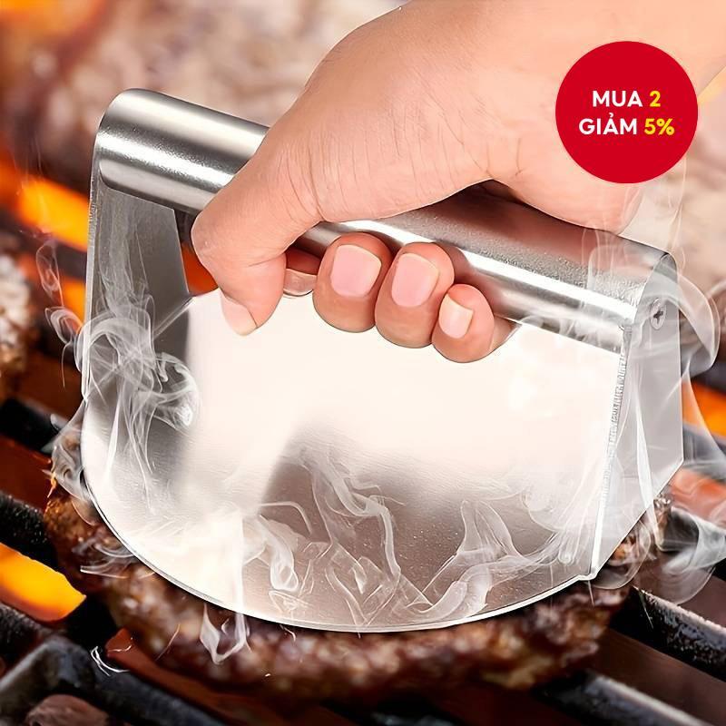 Thép không gỉ tròn pancake ép hộ gia đình cầm tay pancake ép thịt bánh hamburger patty ép