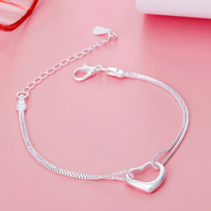 Charm Bạc 925 Vòng Tay Trái Tim Lãng Mạn Cho Nữ Thiết Kế Thời Trang Tiệc Cưới Trang Sức
