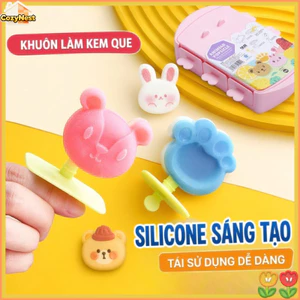 Khuôn làm kem que, silicon thực phẩm, họa tiết động vật, dễ lấy ra, dành cho trẻ em, gia đình.