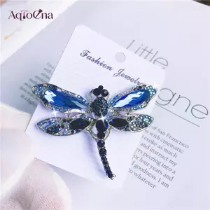 AqToCna Chuồn Chuồn Kim Cương Giả Thổ Cẩm Trang Sức Vintage Pha Lê Thổ Cẩm Pin Phụ Kiện AqToCna