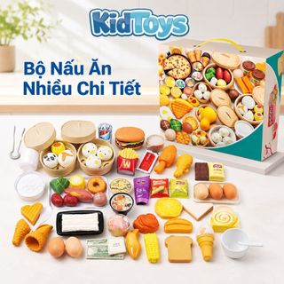 Set Đồ Ăn Nhà Bếp KidToys 88 Món - Bộ Thực Phẩm Mô Phỏng Cho Bé Chơi Nấu Ăn