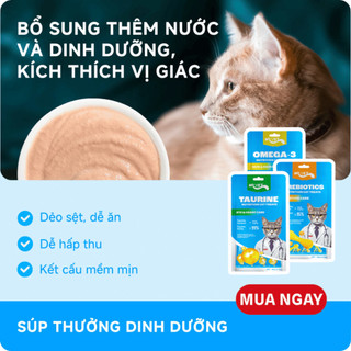 [ Hộp 12 Gói ] Súp Thưởng Cho Mèo MRVET Pate Súp Thưởng Giúp Mượt Lông Cho Mèo Từ 4 Tháng Tuổi