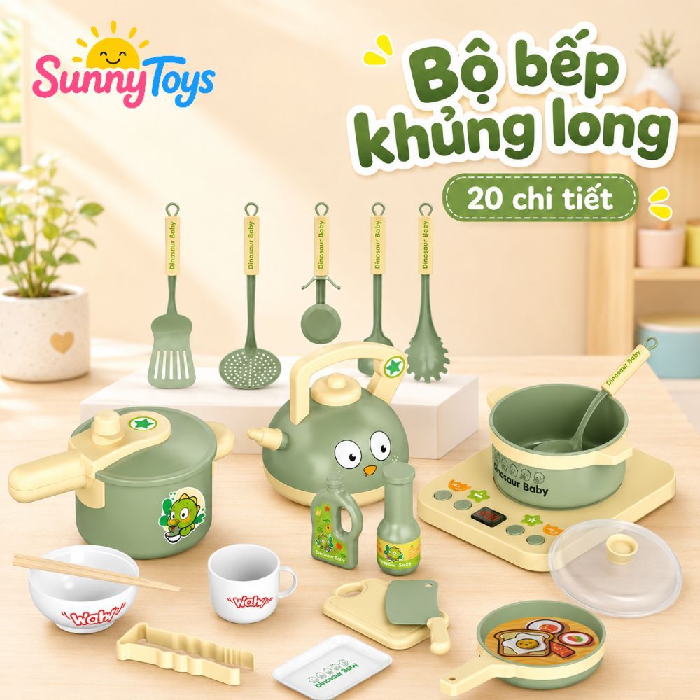 Bộ Bếp Mini Khủng Long Và Thỏ Tím SunnyToys - Có Đèn Nhạc Cho Bé Chơi Đồ Hàng
