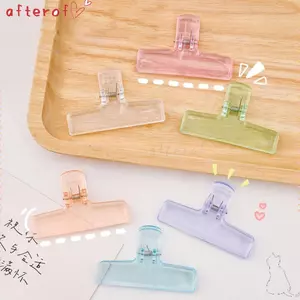 Kẹp chất kết dính AFTEROF, Giá đỡ kẹp tập tin đầy màu sắc trong suốt, Văn phòng phẩm Acrylic Đồ dùng học tập Dụng cụ tổ chức kẹp giấy