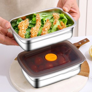 Hộp Đựng Thực Phẩm Inox Có Nắp Đậy JYoohome Khay Đựng Đồ Ăn Để Tủ Lạnh Ngăn Mùi Bảo Quản Rau Củ Thịt