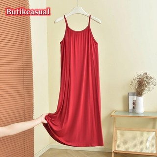 Váy Sling Nữ Plus Size Mùa Hè Không Tay Bộ Đồ Ngủ Váy Trơn Thường Ngày Váy Ngủ