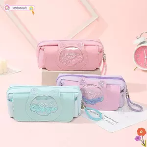 Túi đựng bút BEABOUT, Bút chì vải cát lún cho mèo, Động vật hoạt hình đa chức năng nhiều lớp Túi văn phòng phẩm dung tích lớn Đồ dùng văn phòng trường học