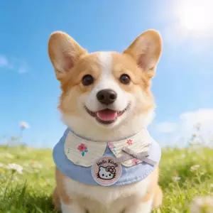 Khăn Yếm Phong Cách Mới Hoạt Hình Dễ Thương Mùa Xuân Nước Bọt Khăn Corgi Bên Shepherd Túi Tròn Nhỏ Vừa Chó Lớn