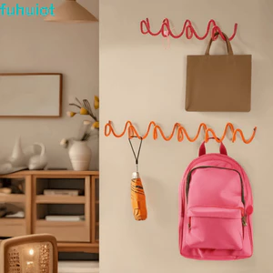 Móc treo tường kim loại FUHUIOT, Móc treo quần áo cửa tối giản hình dạng gợn sóng, Móc treo tường chống thấm nước Đồ lặt vặt sáng tạo chống ẩm Quà tặng tân gia