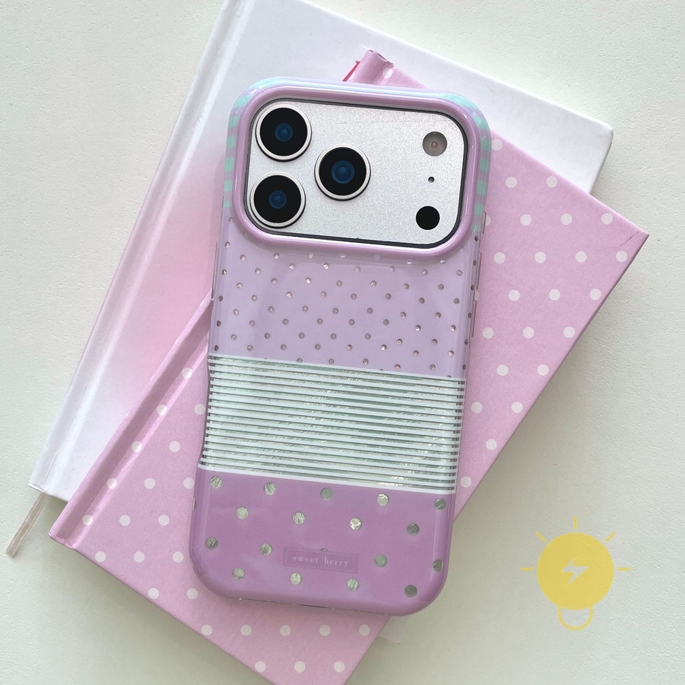 Phone Case For iPhone 17 Pro Max 16 15 14 13 TPU Purple Polka Dot Stripe Polka Dot Aesthetic Korean Cute