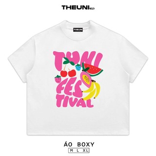 {HOẢ TỐC} Áo Thun Trắng Boxy Mùa Hè Trái Cây Nhiệt Đới 2 100% Cotton 250gsm Năng Động Trẻ Trung [BST HÈ 2025]