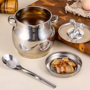 TRTR 1.5 / 4L Thép Không Gỉ Gia Đình Lọc Dầu Nồi Lard Lọc Bình Đựng Bình Đựng Dung Tích Lớn Có Thể Bảo Quản Nhà Bếp Dụng Cụ Nấu Ăn VN