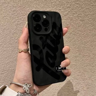 Ốp lưng iPhone 17 16 15 14 13 12 11 Pro Max X XR Max 7 8 Plus Đơn giản đen tiếng Anh xếp li trường hợp điện thoại
