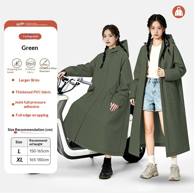 Xe tay ga điện đi mưa chống nước dài VG, chất liệu PVC dày có mũ trùm đầu và túi lớn