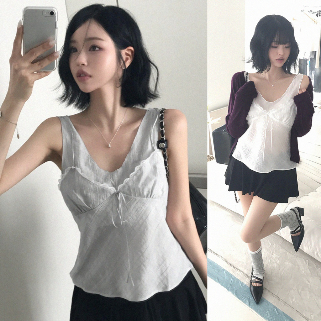 SUXI Áo sơ mi ren ren phong cách Hàn Quốc mới mùa hè dành cho nữ 260521