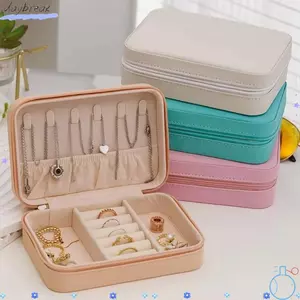 DAYBREAK Vòng Cổ Hộp Trang Sức, Dây Kéo Màn Hình Trang Sức Di Động, Hộp Bảo Quản Da PU Giá Đỡ Nhẫn Du Lịch Hộp Trang Sức Nhẫn Ngày Lễ Tình Nhân