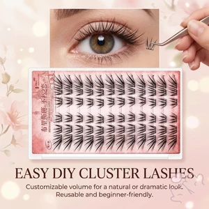 Khối lượng tự nhiên Lông mi giả C Curl 9-11mm Sợi tổng hợp màu đen có thể tái sử dụng