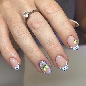 Đầu móng tay hoa Tulip tròn ngắn Phong cách tối giản kiểu Pháp 24 miếng Làm móng tay có thể đeo được