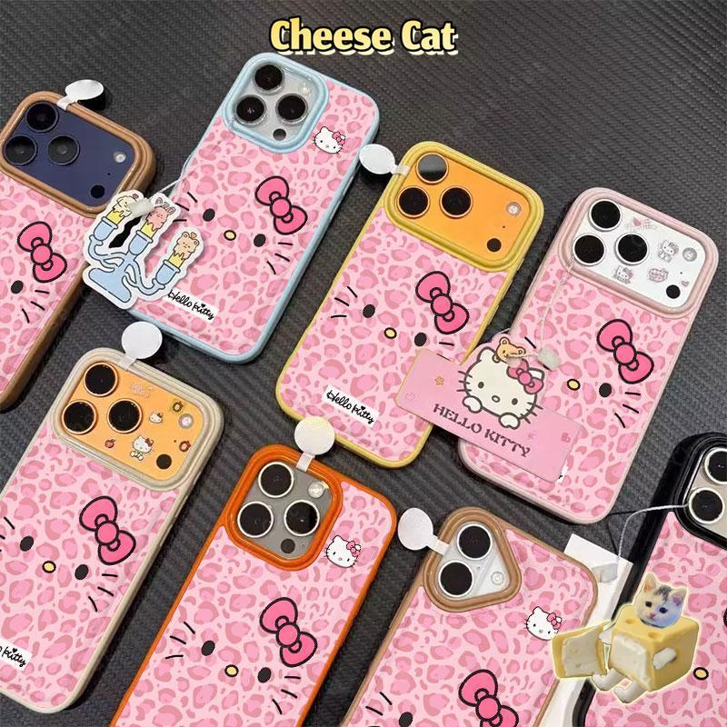 Mèo Da Báo Hồng Ốp Lưng Điện Thoại iPhone 15 17 13 12 14 11 Pro Plus 16 Pro Max Xs Max XR 7Plus 8Plus Bao Da Điện Thoại
