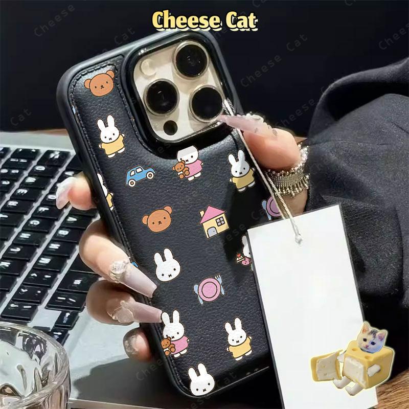 Thỏ Dễ Thương Ốp Lưng Điện Thoại iPhone 12 13 14 11 Pro 15 Plus 16 Pro Max Xs Max XR 7Plus 8Plus Hồng Da Điện Thoại