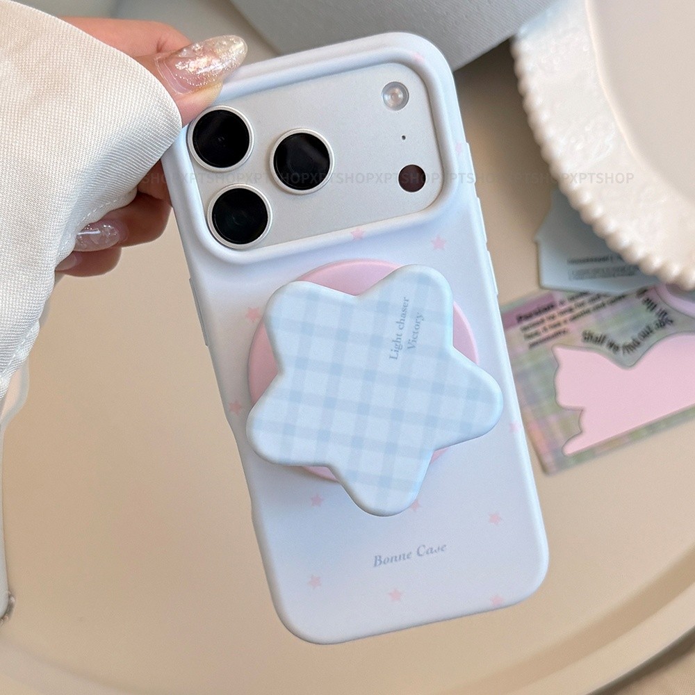 Giá đỡ lưới từ tính Vỏ điện thoại mềm mờ hình ngôi sao cho iPhone 17 Pro Max 16 15 14 Vỏ bảo vệ chống sốc