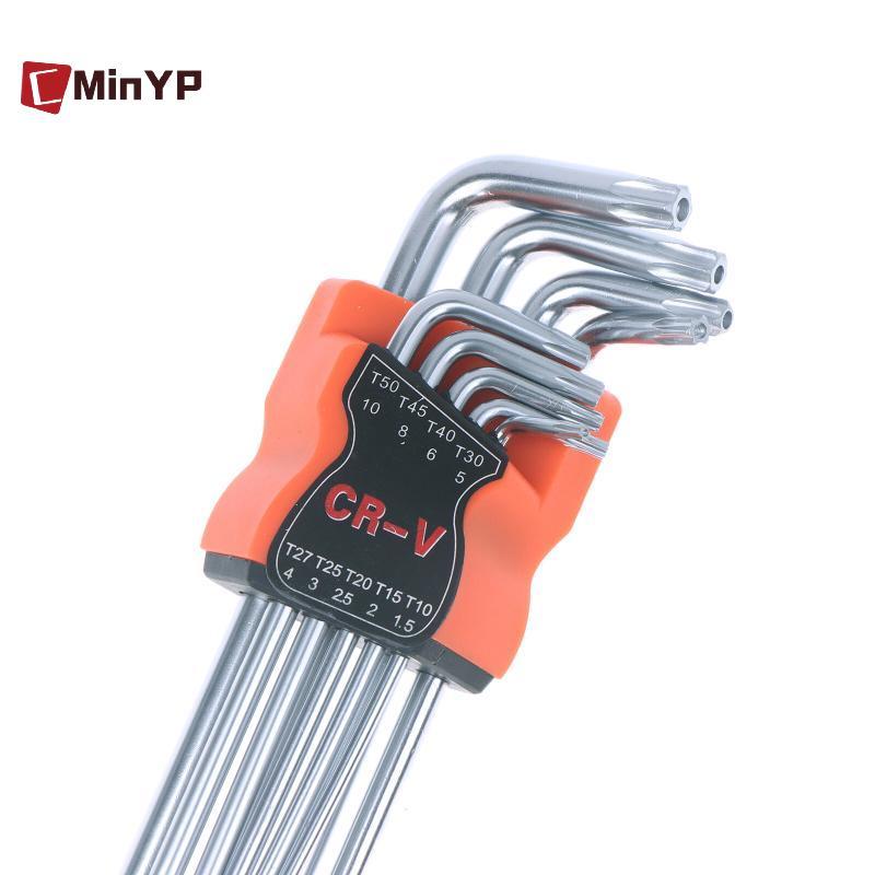 CMinYP 9 Cái Torx Star Cờ Lê Bộ Allen Phím Lục Giác Cờ Lê Đầu Kép Loại L Tuốc Vít Ngôi Sao Dụng Cụ Sửa Chữa Tay Cho DIY Sửa Chữa Nhà Vinh Quang