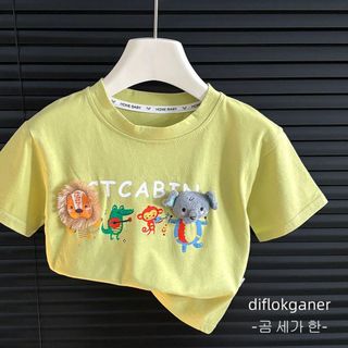 Áo thun Cotton ngắn tay trẻ em bé trai bé gái Áo ba chiều thông thường Quần áo mùa hè cho bé