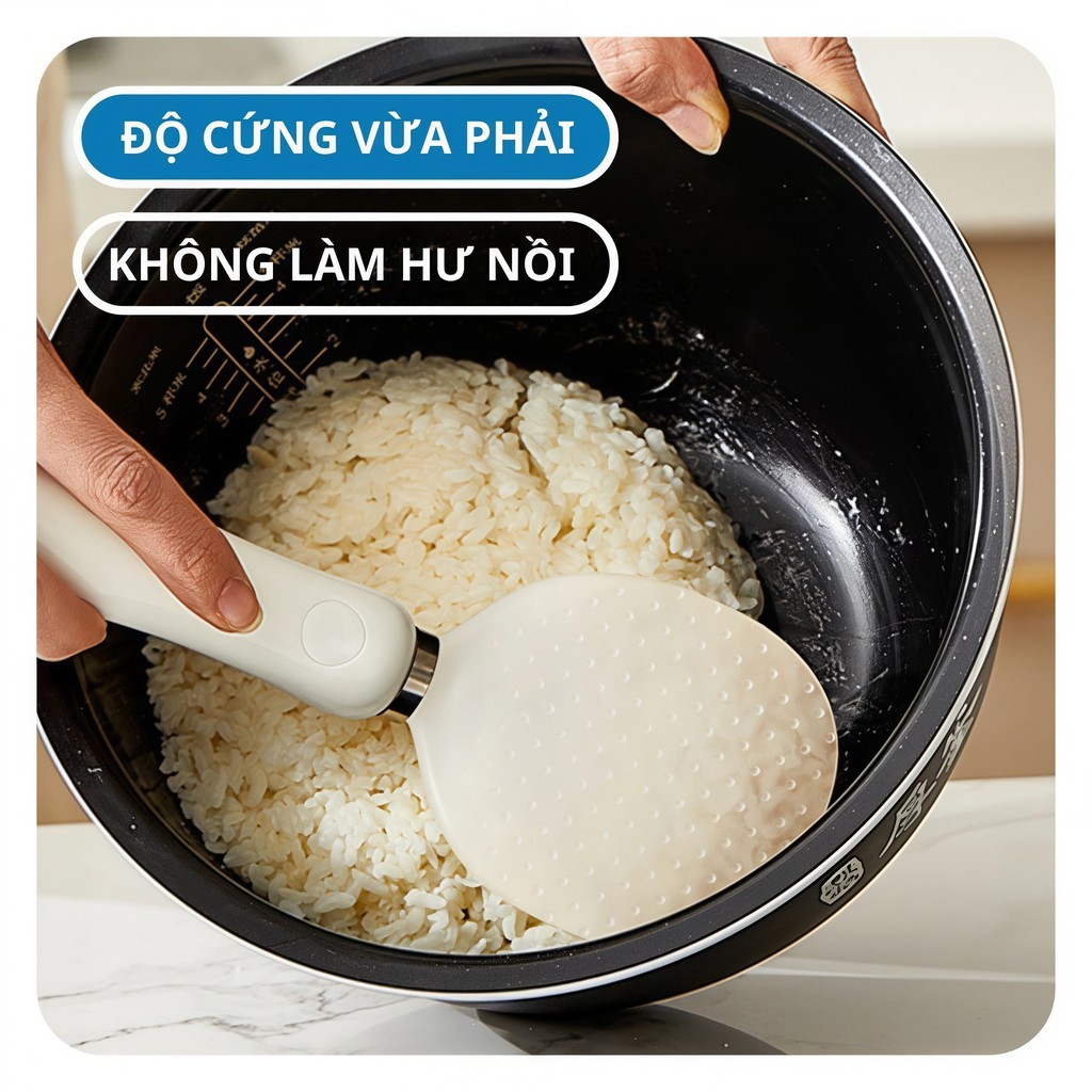 Vá Bới Cơm Chống Dính Thông Minh/Muỗng Múc Cơm/Thìa Xới Cơm Chống Dính - Từ Tính & Đế Hít - FE123