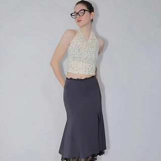 VM-Áo Yếm Nữ Cổ Đổ Chấm Bi Ôm Body, Áo Chấm Bi Cổ Đổ Sang Chảnh Thời Trang Nữ