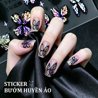 Miss Gooey Hình dán trang trí móng tay hình bướm óng ánh phổ biến Trang trí móng tay hiệu ứng ánh sáng 3D lấp lánh.